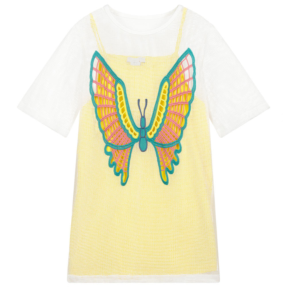 Stella McCartney Kids - Gelbes Teen Kleid im Schmetterling  | Childrensalon
