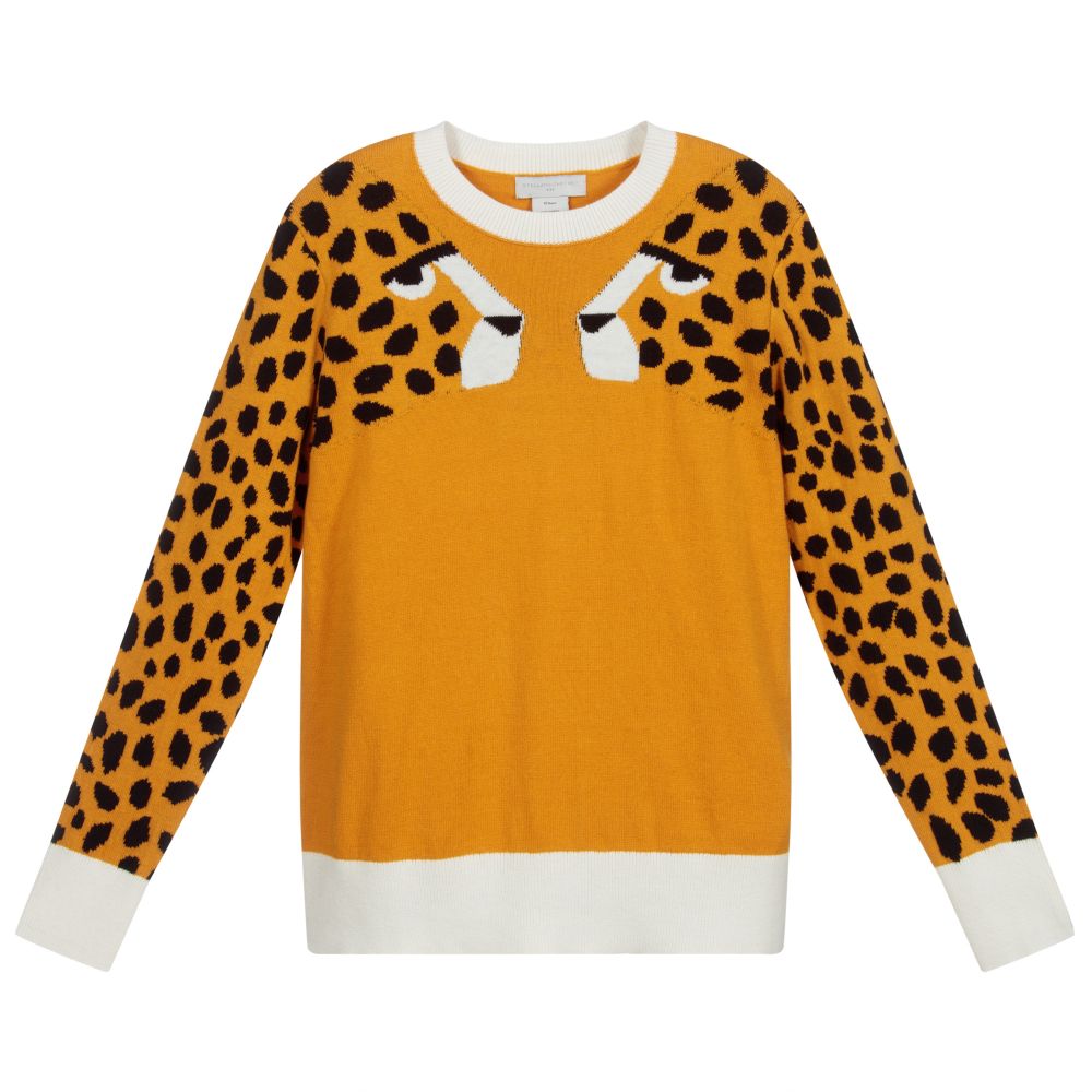 Stella McCartney Kids - Gelber Teen Pulli mit Leoparden-Print | Childrensalon