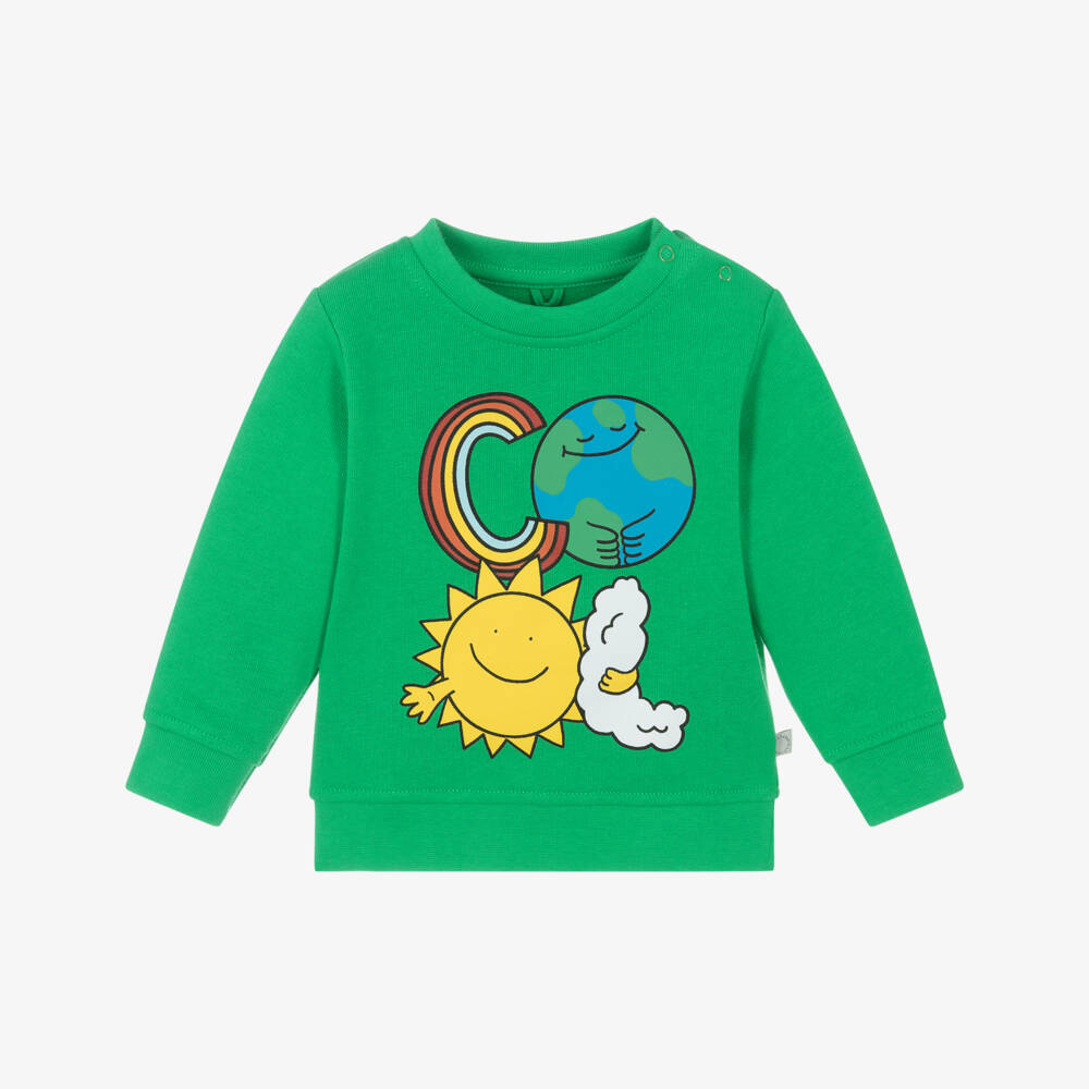 Stella McCartney Kids-Ярко-зеленый хлопковый свитшот | Childrensalon Outlet