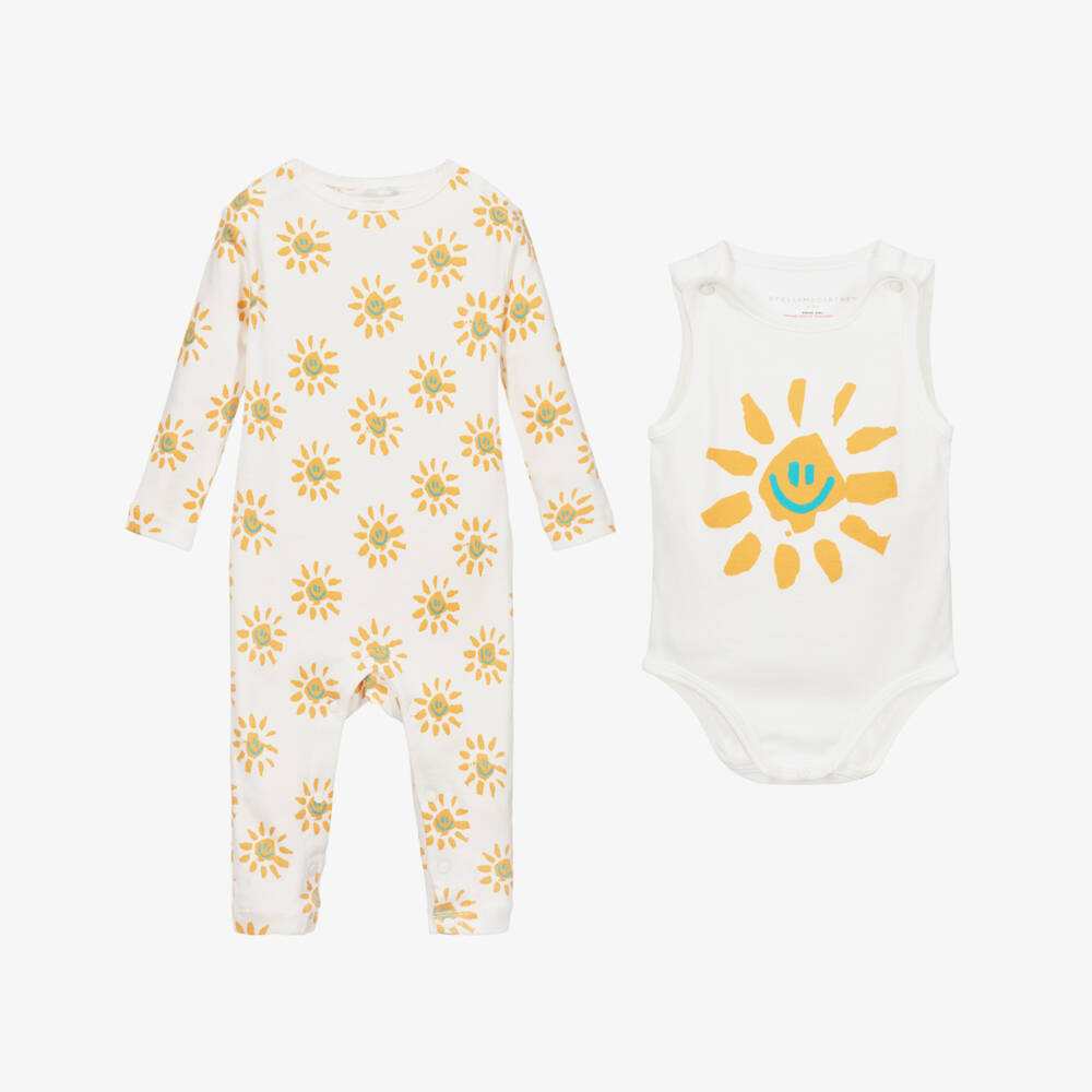 Stella McCartney Kids-Белый комбинезон и боди (2 вещи) | Childrensalon Outlet