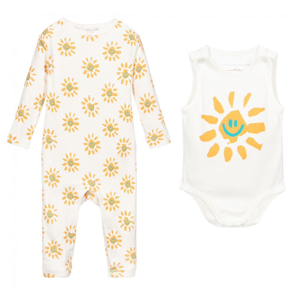 Stella McCartney Kids-White 2 Piece Babysuit Set | Childrensalon Outlet