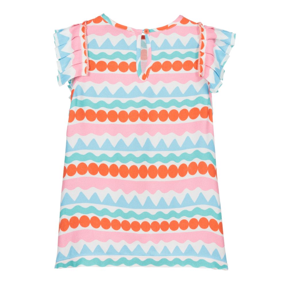 Stella McCartney Kids-Блузка из вискозы белого и голубого цвета | Childrensalon Outlet