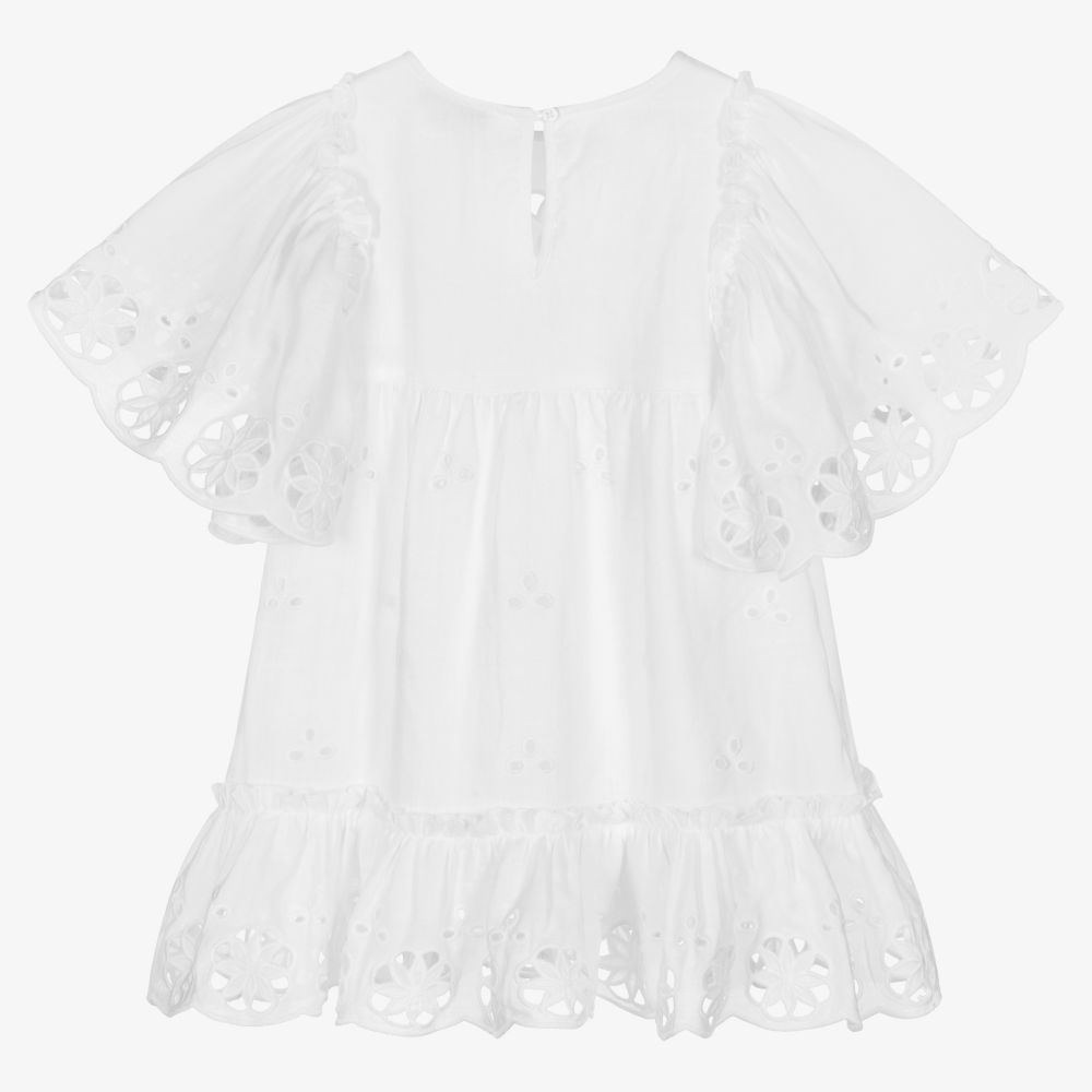 Stella McCartney Kids - White Broderie Anglaise Dress | Childrensalon Outlet