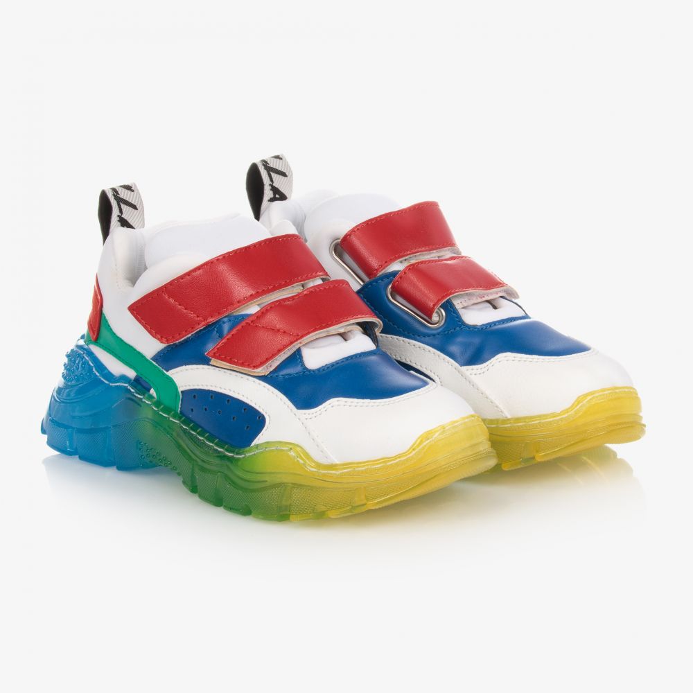 Stella McCartney Kids - Weiße Klett-Sneakers mit Blockfarben | Childrensalon