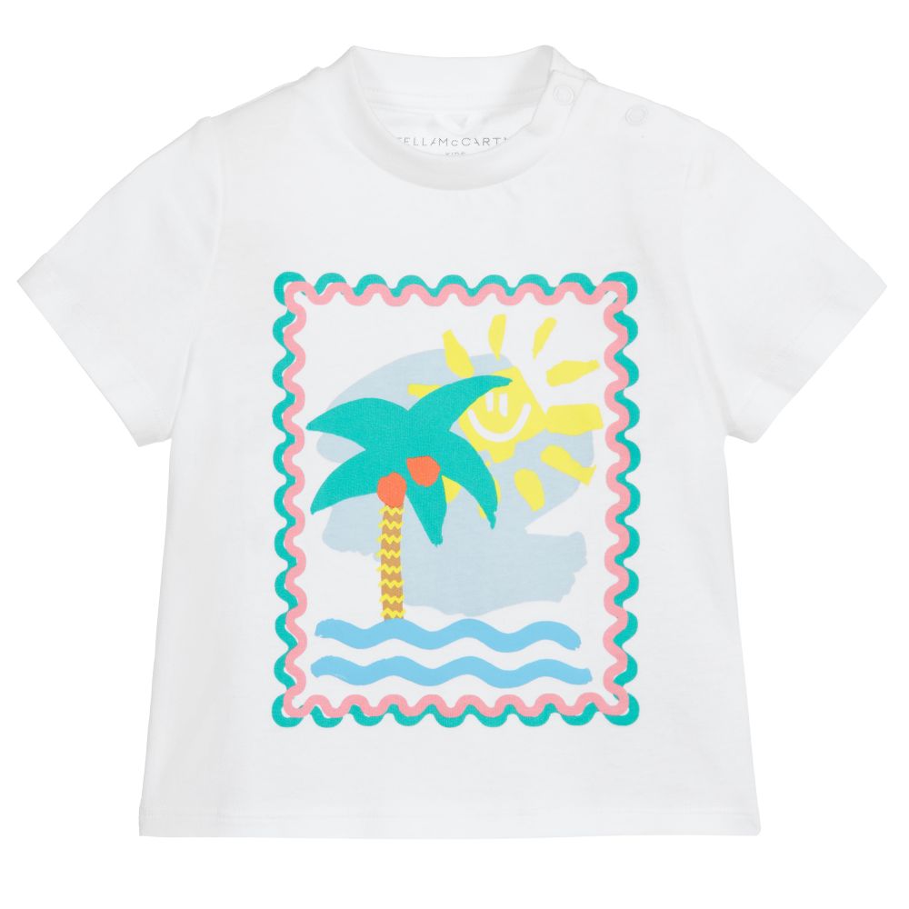 Stella McCartney Kids - White Cotton Baby T-Shirt | Childrensalon