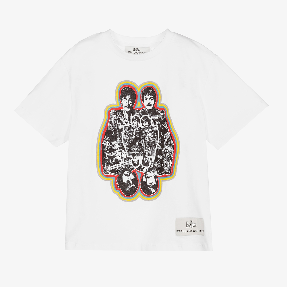 Stella McCartney Kids - White Cotton Get Back T-Shirt | Childrensalon