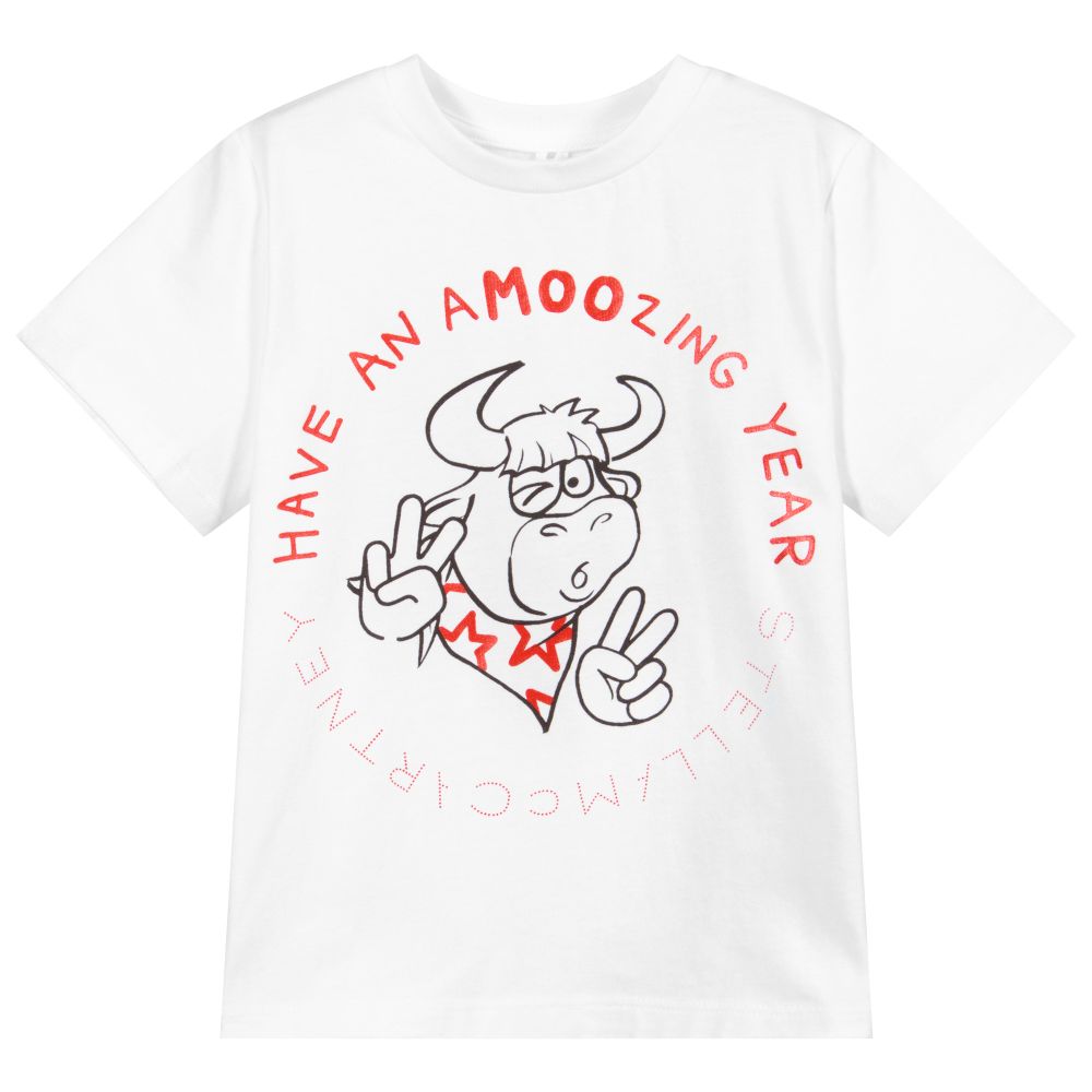 Stella McCartney Kids - T-shirt blanc en coton à logo | Childrensalon