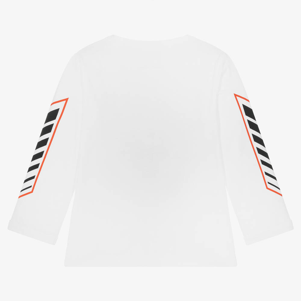 Stella McCartney Kids-Белый хлопковый топ с символикой мотокросса | Childrensalon Outlet