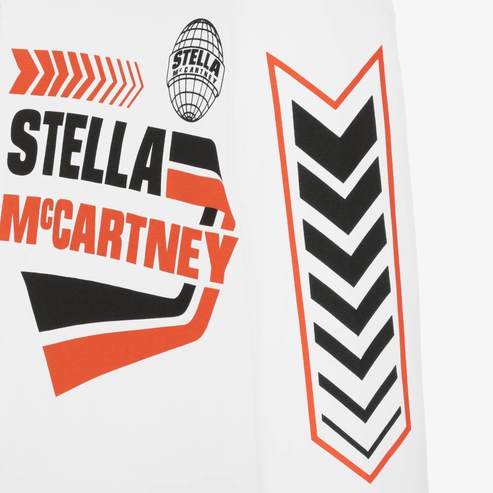Stella McCartney Kids-Белый хлопковый топ с символикой мотокросса | Childrensalon Outlet