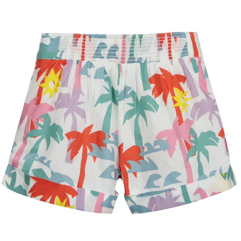 Stella McCartney Kids-شورت قطن لون أبيض بطبعة نخيل للبنات | Childrensalon Outlet