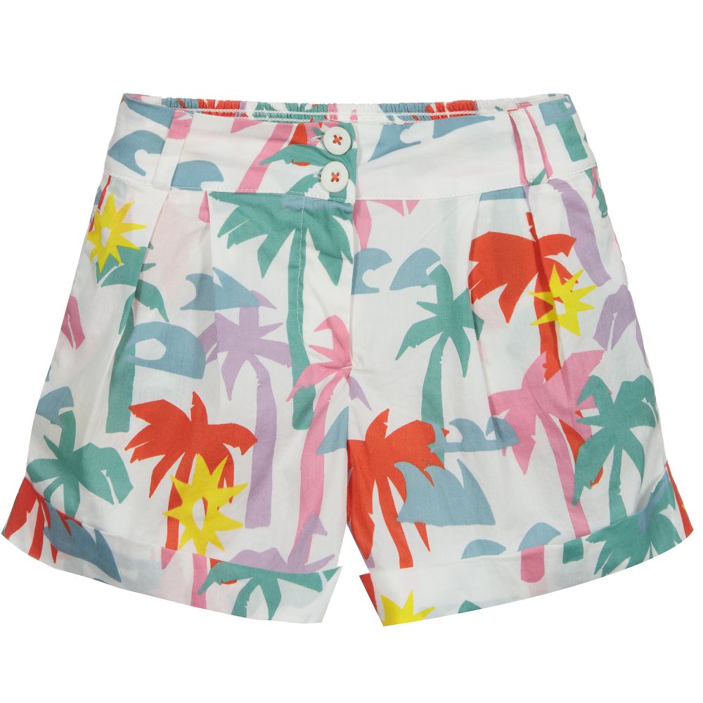 Stella McCartney Kids - White Cotton Palm Shorts | Childrensalon