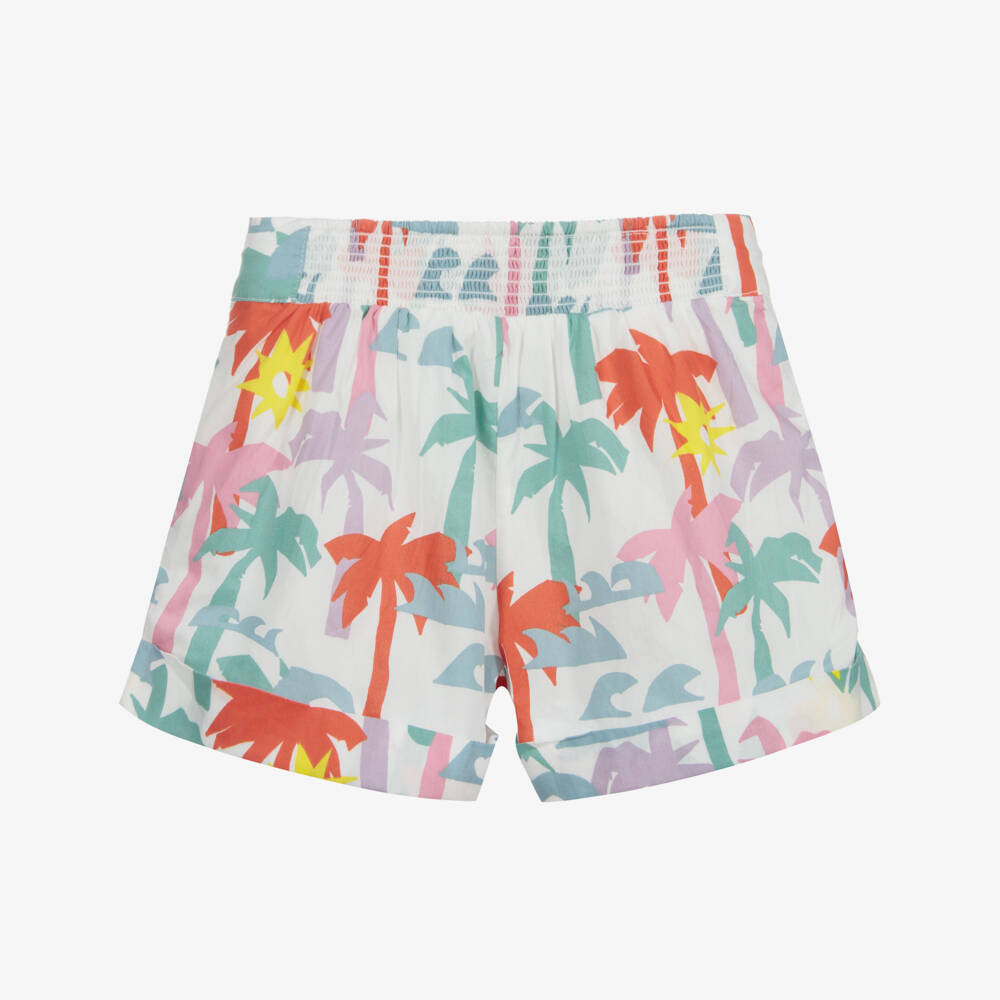 Stella McCartney Kids-Белые хлопковые шорты с пальмами | Childrensalon Outlet