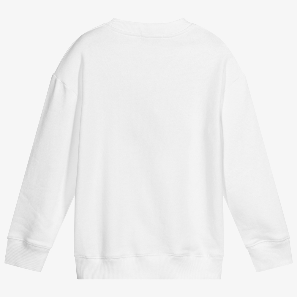 Stella McCartney Kids-Белая хлопковая толстовка с пиццей | Childrensalon Outlet