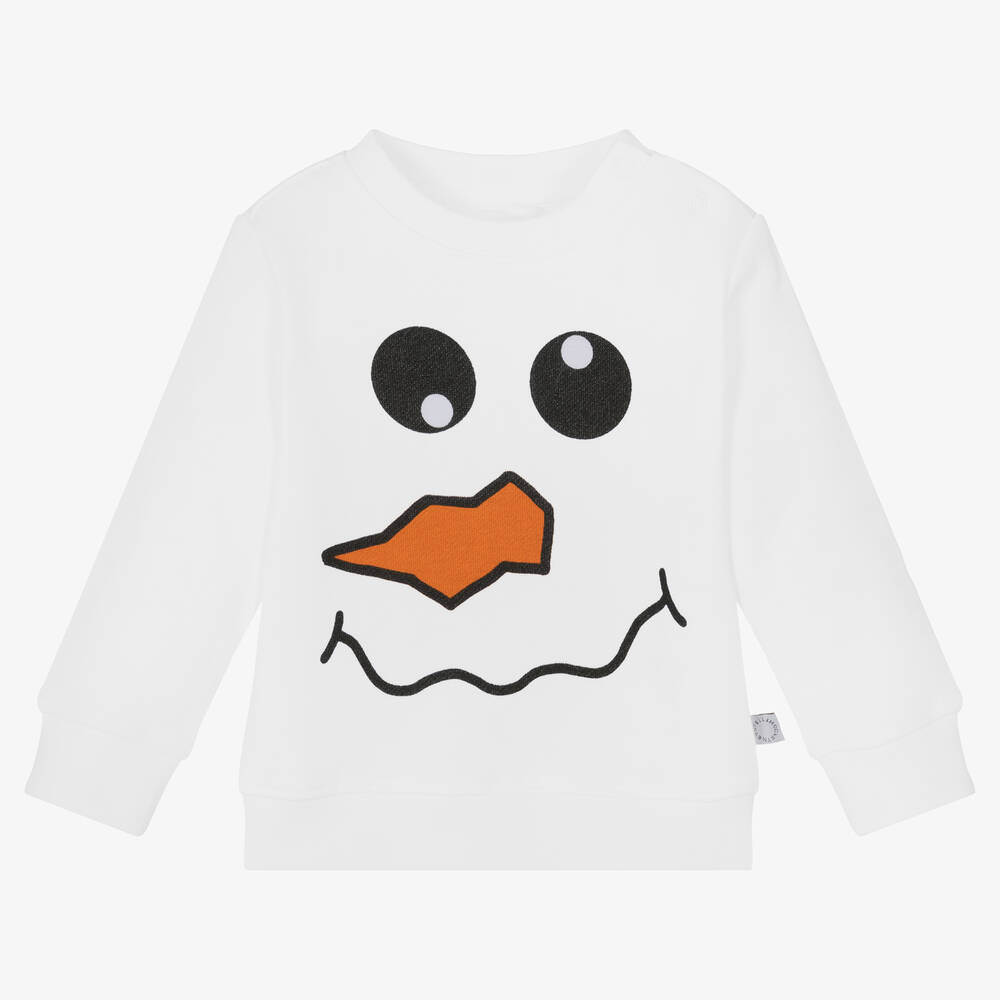 Stella McCartney Kids - White Cotton Snowman Sweatshirt | Childrensalon