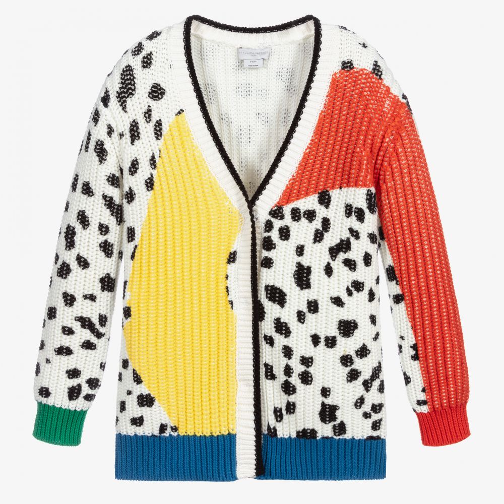 Stella McCartney Kids - كارديغان قطن عضوي وصوف محبوك لون أبيض للبنات | Childrensalon