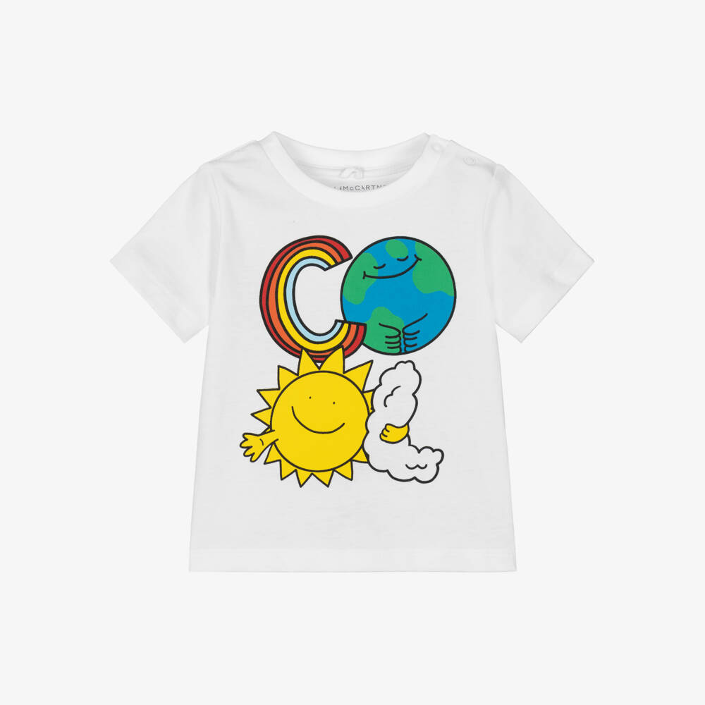 Stella McCartney Kids-White Earth and Sun Cotton Tee | Childrensalon Outlet