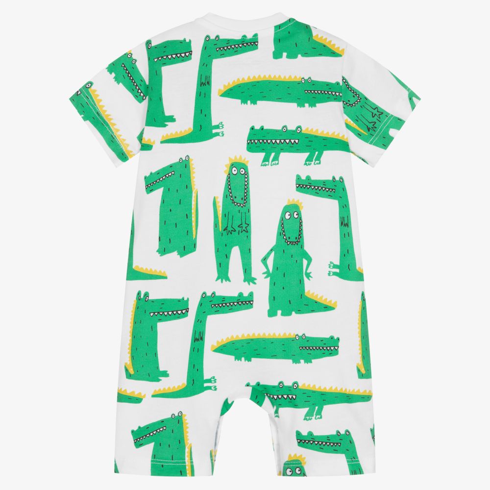 Stella McCartney Kids-Бело-зеленый песочник из органического хлопка | Childrensalon Outlet