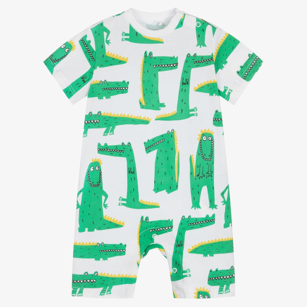 Stella McCartney Kids-تبّان قطن عضوي لون أخضر وأبيض للمواليد | Childrensalon Outlet
