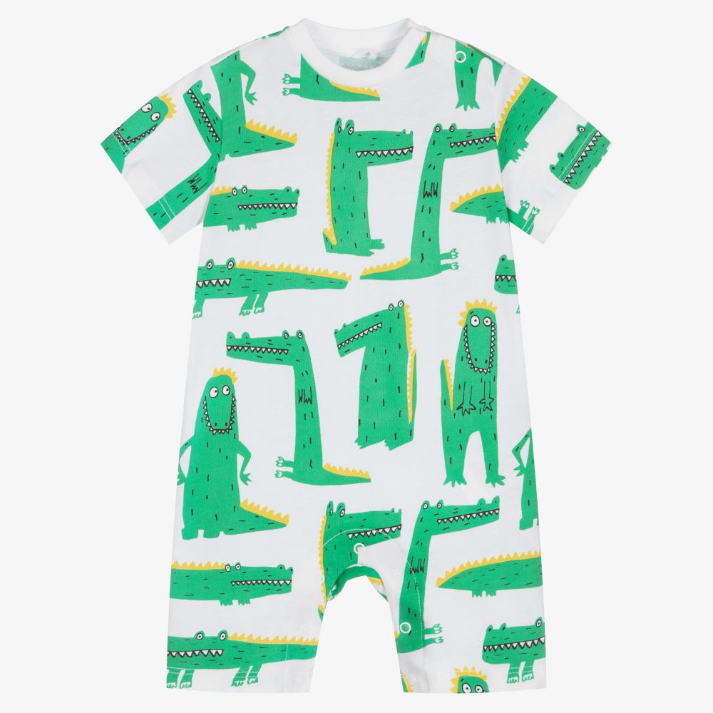 Stella McCartney Kids - White & Green Organic Shortie  | Childrensalon