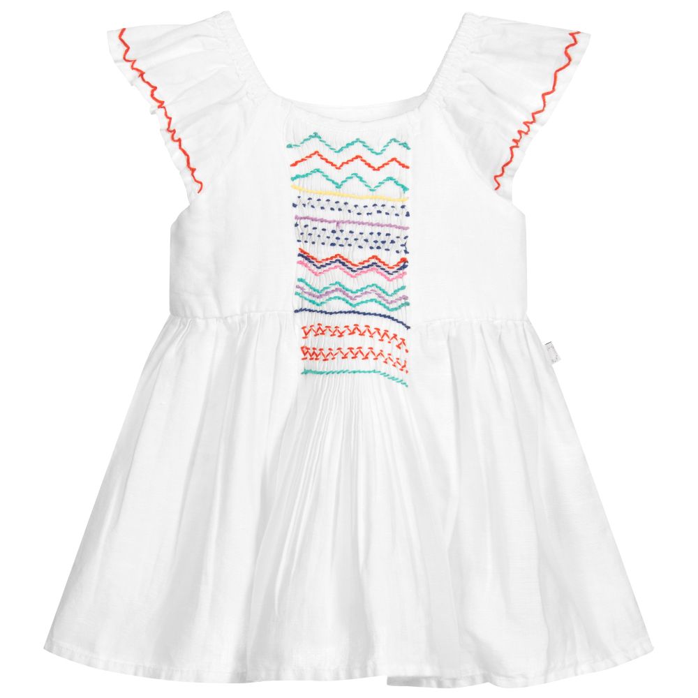 Stella McCartney Kids - Белое льняное платье с трусиками | Childrensalon