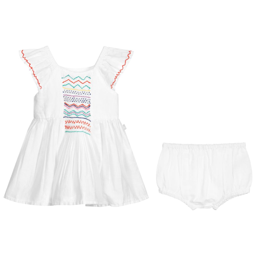 Stella McCartney Kids White Linen Baby Dress Set Childrensalon