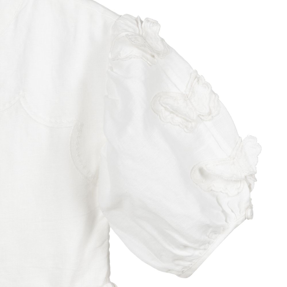Stella McCartney Kids-White Linen & Cotton Dress | Childrensalon Outlet