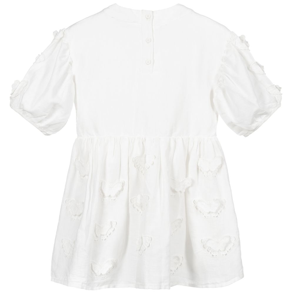 Stella McCartney Kids-White Linen & Cotton Dress | Childrensalon Outlet