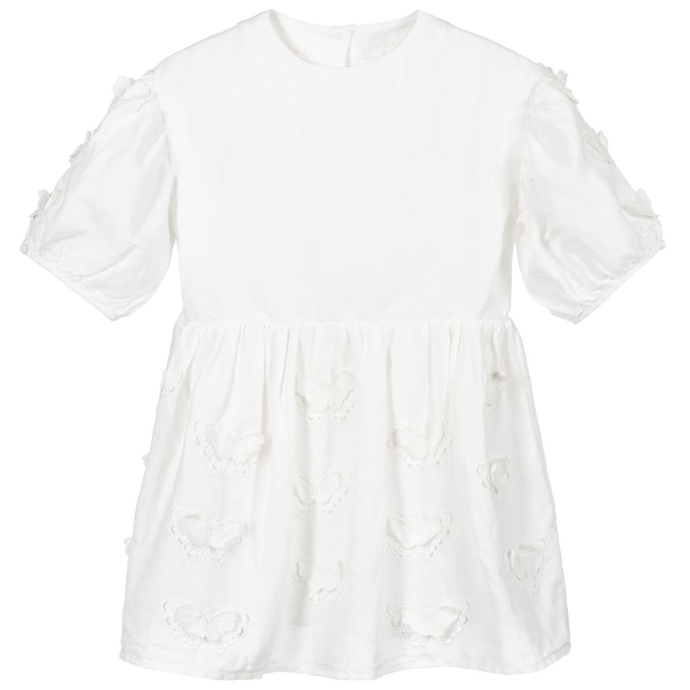 Stella McCartney Kids - White Linen & Cotton Dress | Childrensalon