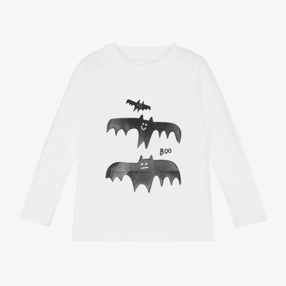 Stella McCartney Kids - Haut blanc coton bio chauve-souris | Childrensalon