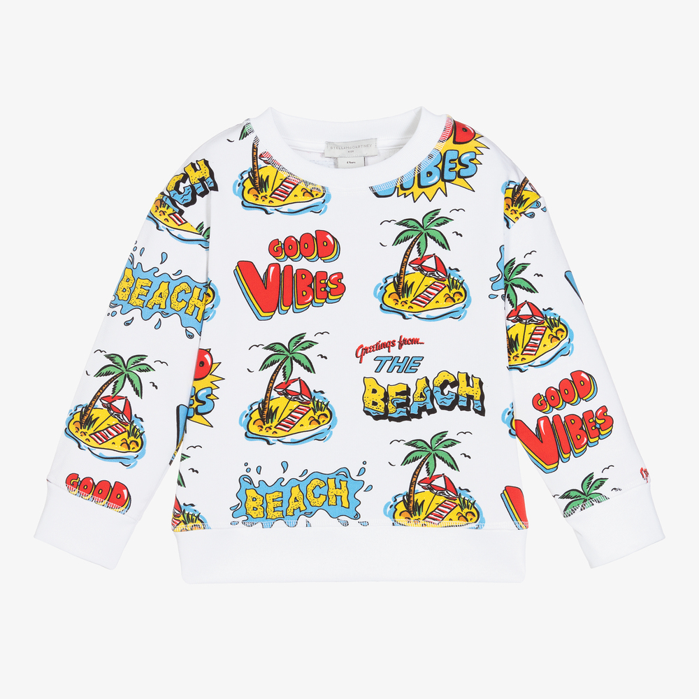 Stella McCartney Kids - Weißes Sweatshirt aus Biobaumwolle | Childrensalon