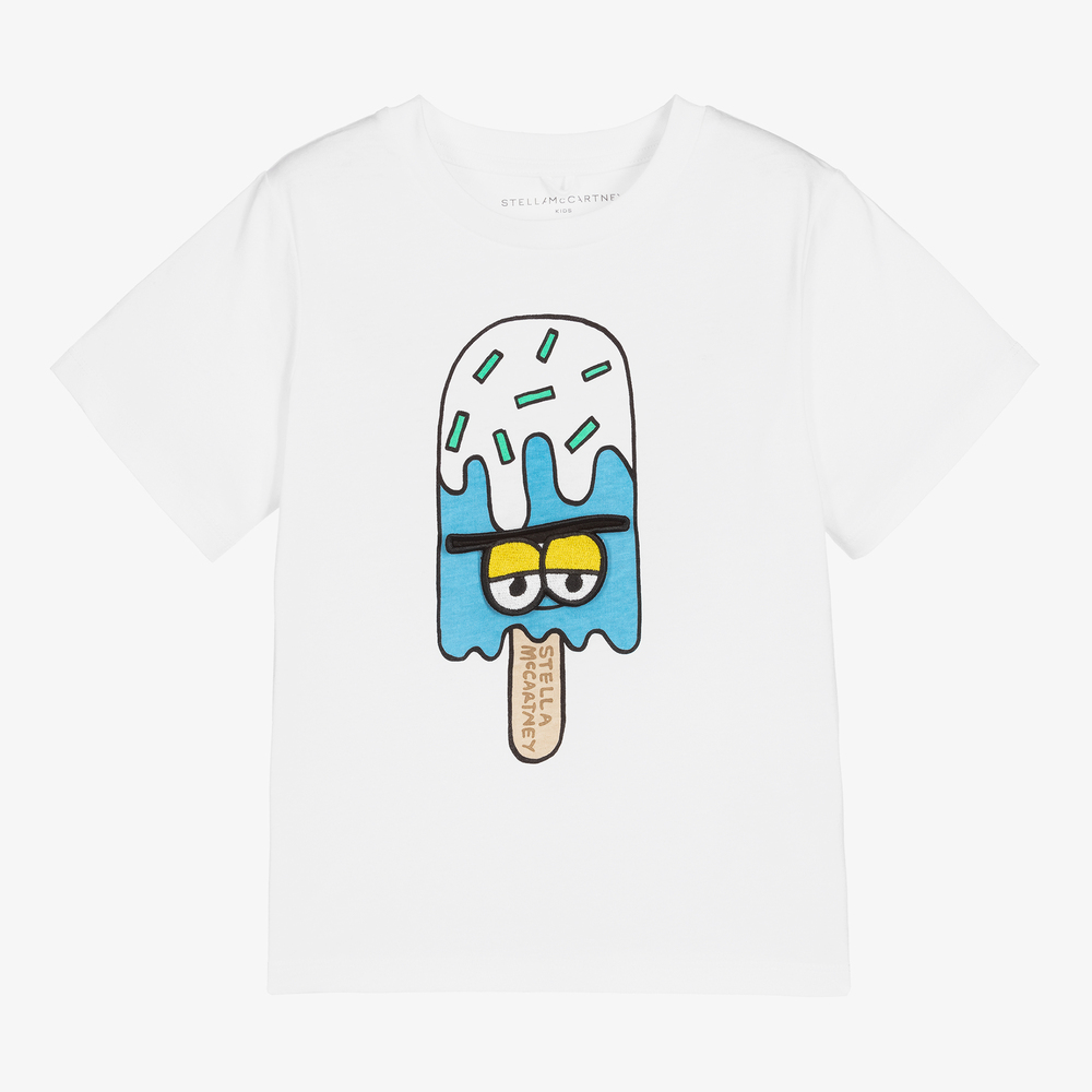 Stella McCartney Kids - Weißes T-Shirt aus Biobaumwolle | Childrensalon