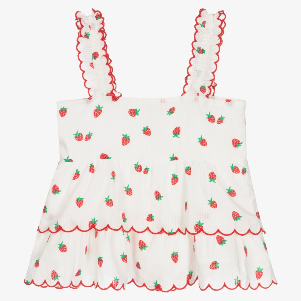 Stella McCartney Kids-Белый топ из органического хлопка | Childrensalon Outlet