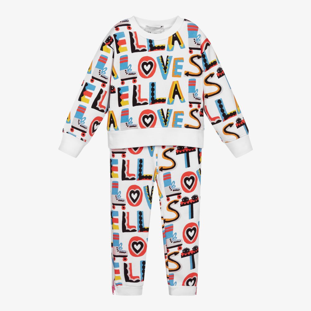 Stella McCartney Kids-تراكسوت قطن عضوي لون أبيض للبنات | Childrensalon Outlet