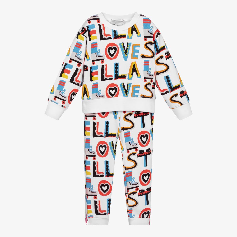 Stella McCartney Kids - White Organic Cotton Tracksuit | Childrensalon