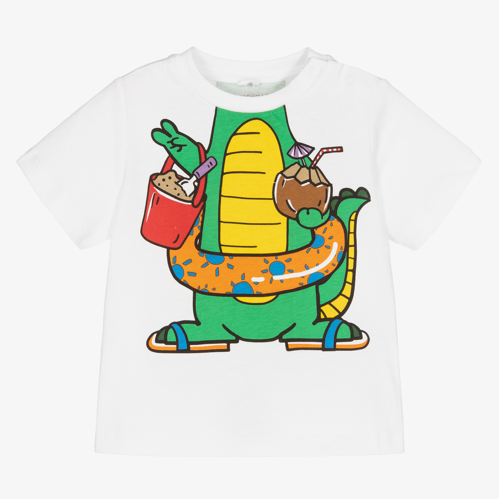 Stella McCartney Kids - Белая рубашка из органического хлопка с крокодилом | Childrensalon