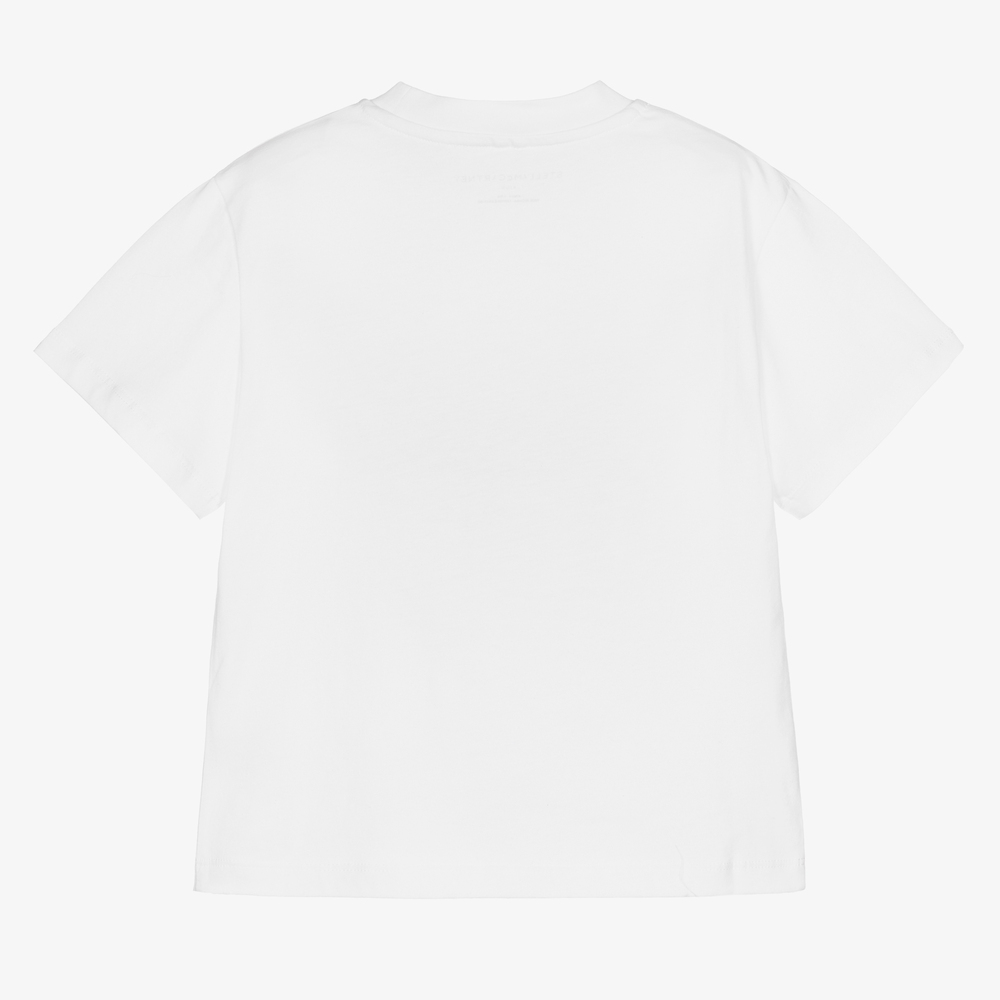 Stella McCartney Kids-White Organic Rock Out T-Shirt | Childrensalon Outlet