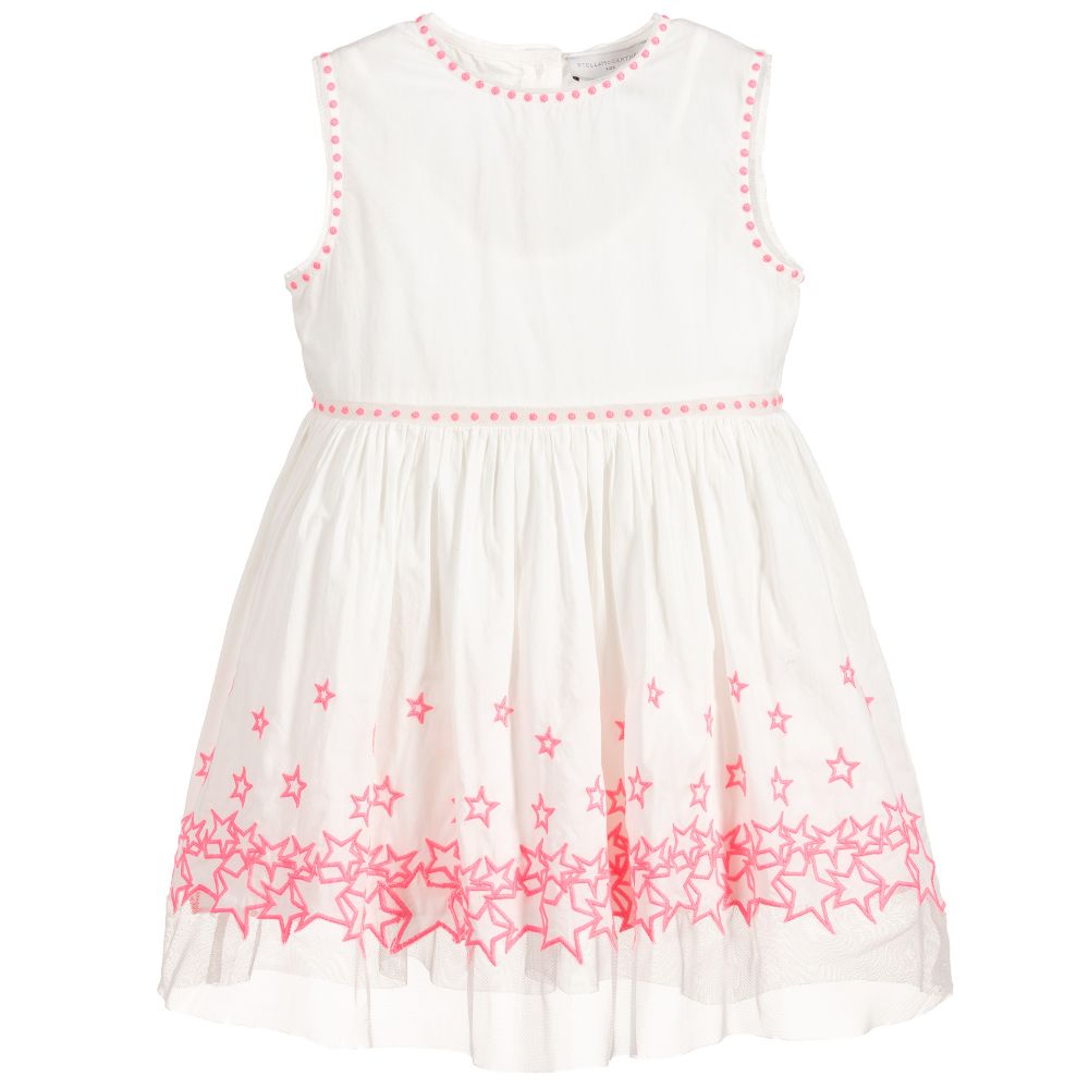 Stella McCartney Kids - White & Pink Cotton Dress | Childrensalon