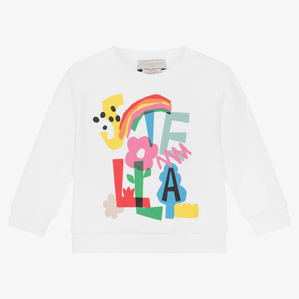 Stella McCartney Kids - White Rainbow Logo Sweatshirt | Childrensalon
