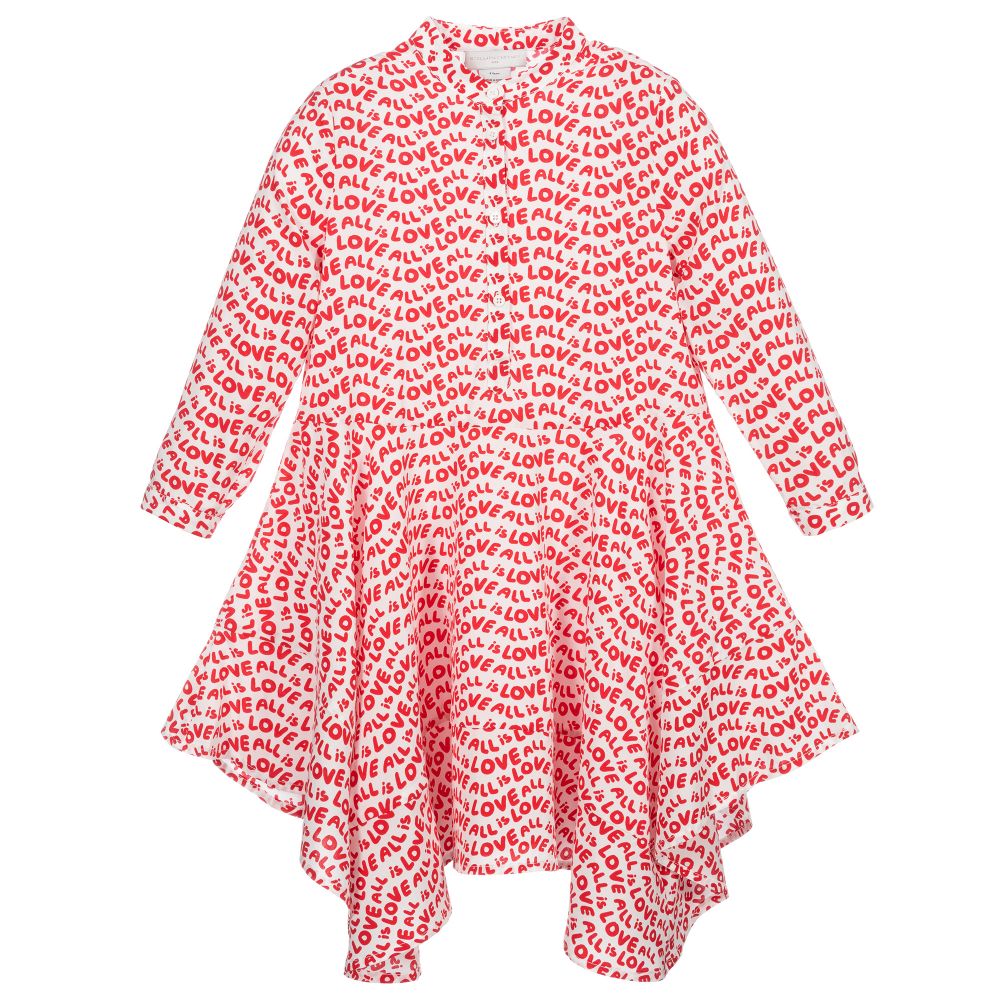 Stella McCartney Kids - Kleid in Weiß und Rot mit Love-Schriftzug | Childrensalon