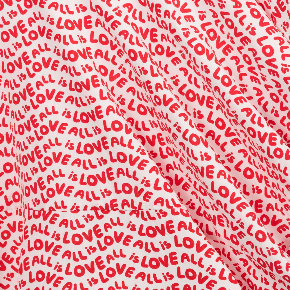 Stella McCartney Kids-Бело-красное платье с принтом Love | Childrensalon Outlet