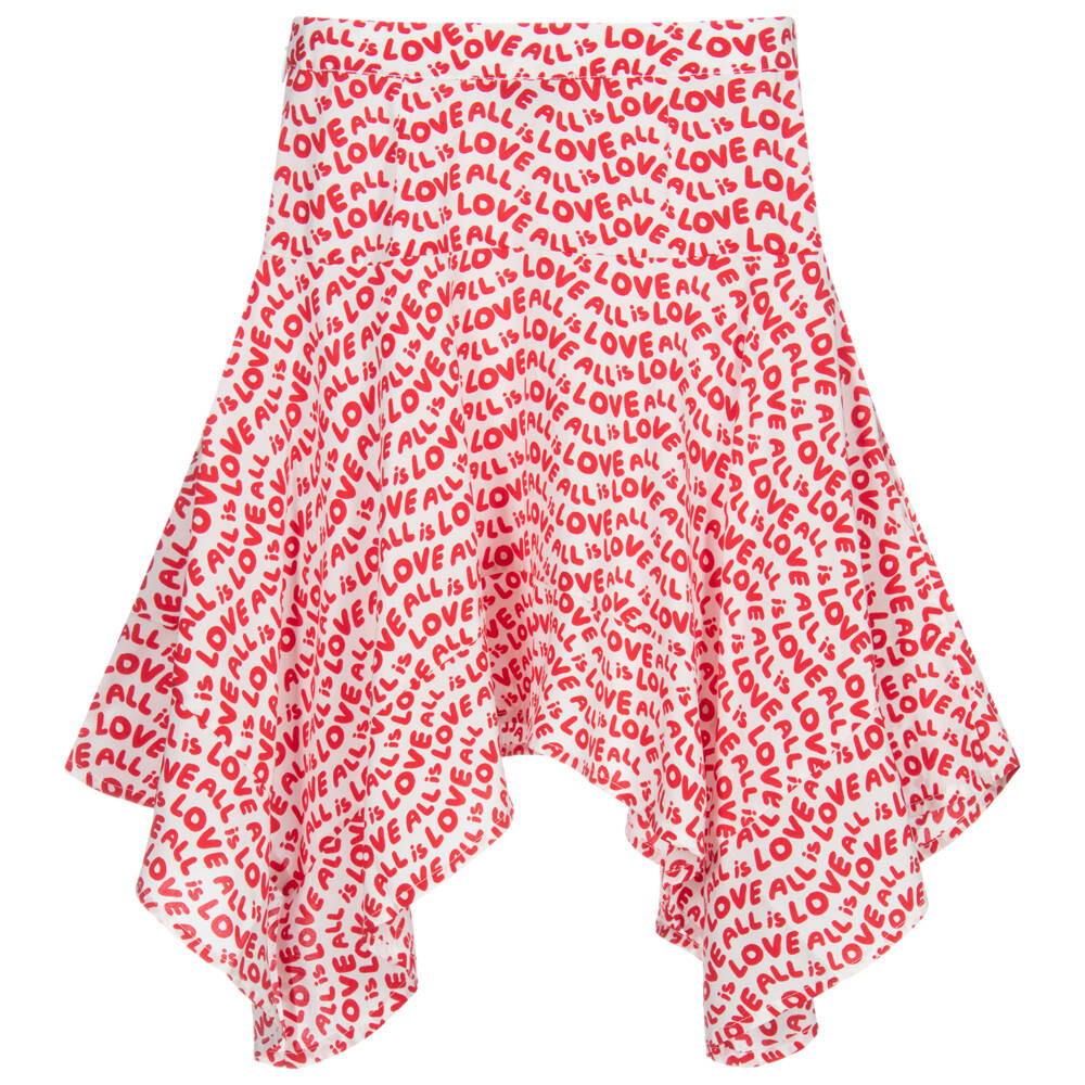 Stella McCartney Kids-Бело-красная юбка с принтом Love | Childrensalon Outlet