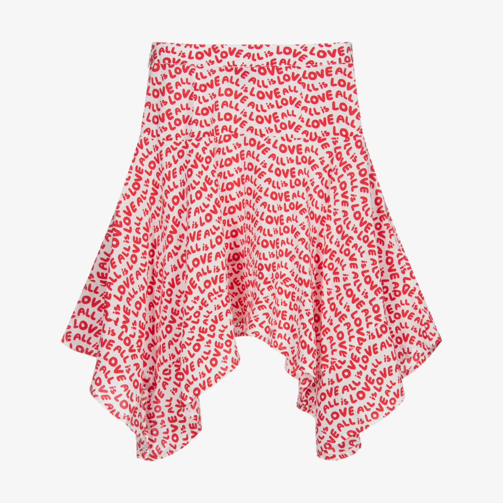 Stella McCartney Kids-Бело-красная юбка с принтом Love | Childrensalon Outlet