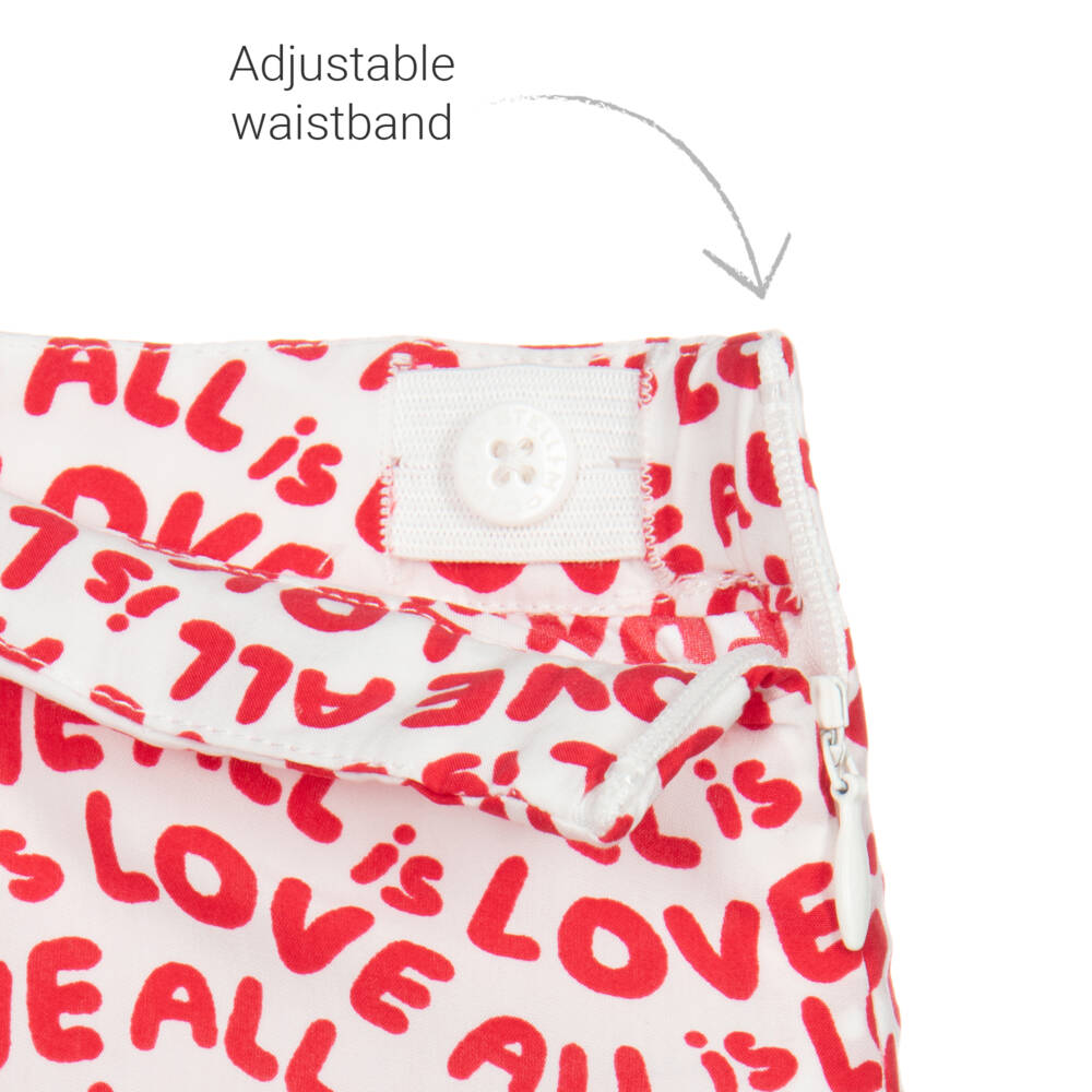 Stella McCartney Kids-Бело-красная юбка с принтом Love | Childrensalon Outlet