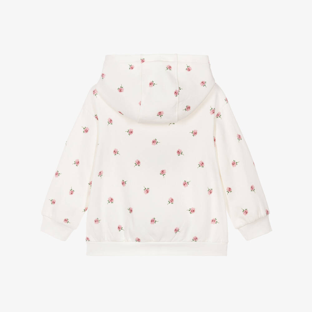 Stella McCartney Kids-White Rose Print Hoodie | Childrensalon Outlet