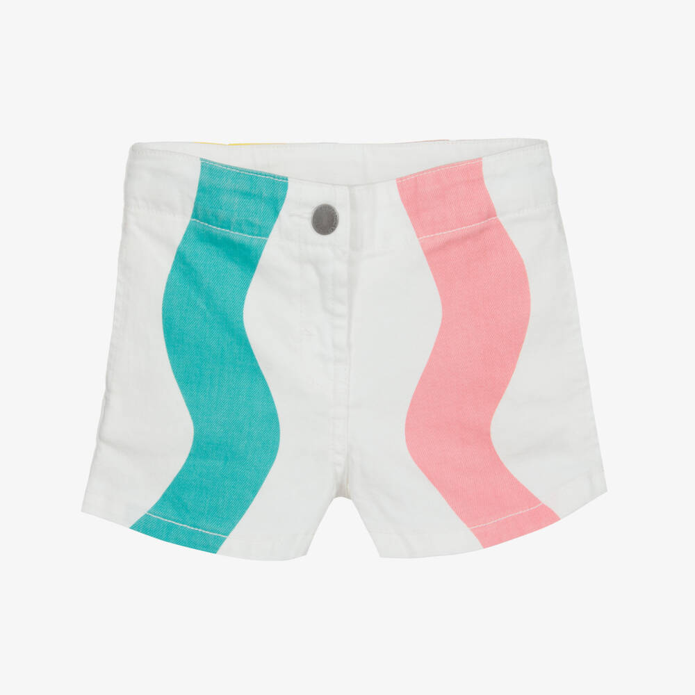 Stella McCartney Kids-Белые джинсовые шорты в полоску | Childrensalon Outlet