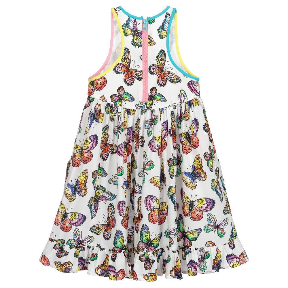 Stella McCartney Kids-Белое платье из вискозы с бабочками | Childrensalon Outlet