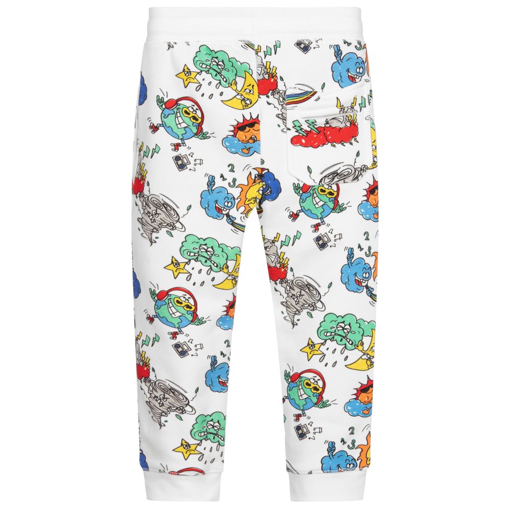Stella McCartney Kids-Белые спортивные брюки с принтом Weather Gang | Childrensalon Outlet