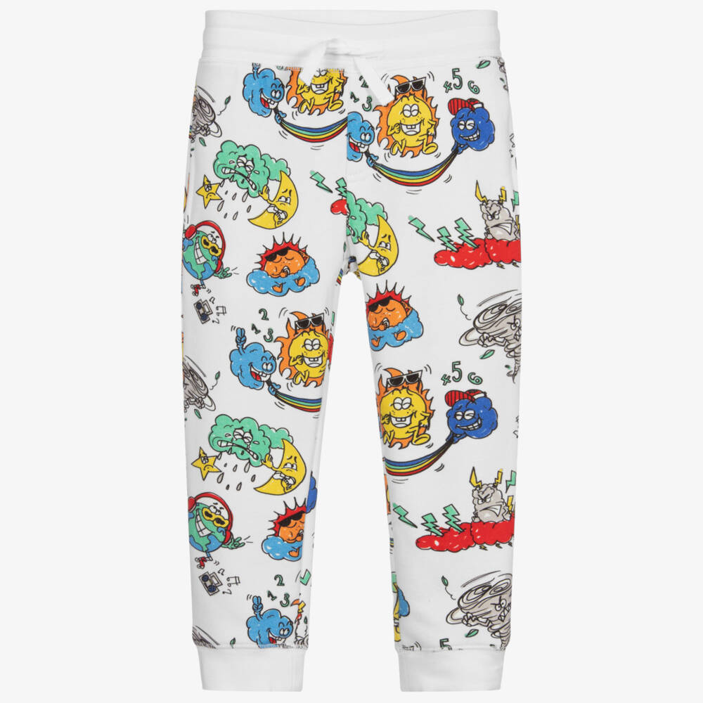 Stella McCartney Kids-Белые спортивные брюки с принтом Weather Gang | Childrensalon Outlet