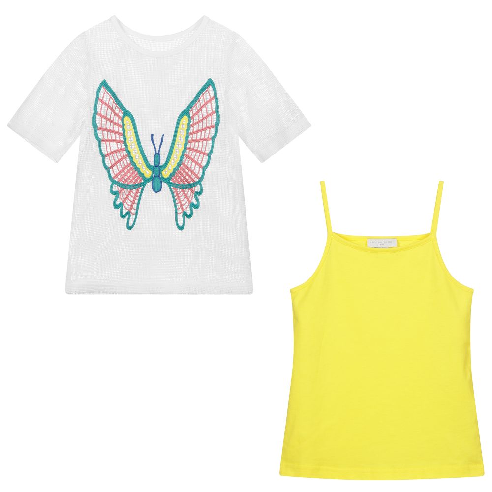 Stella McCartney Kids-طقم فستان قطعتين قطن جيرسي لون أصفر | Childrensalon Outlet