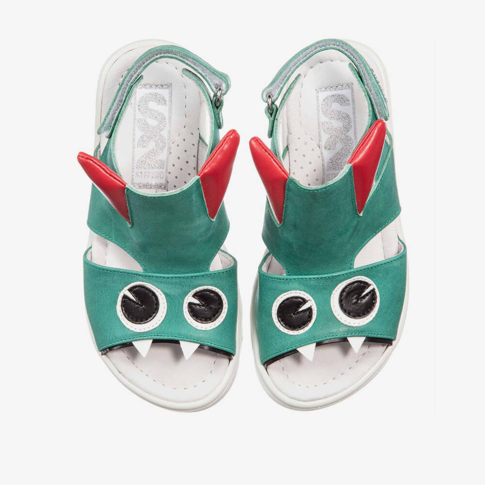 Step2wo-صندل 'مونستر' جلد لون أخضر | Childrensalon Outlet